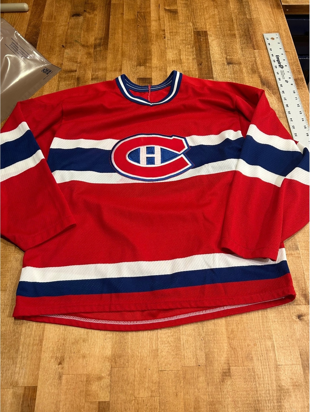 Vintage CCM Montreal Canadiens Hockey Jersey Red Blue White Size Large